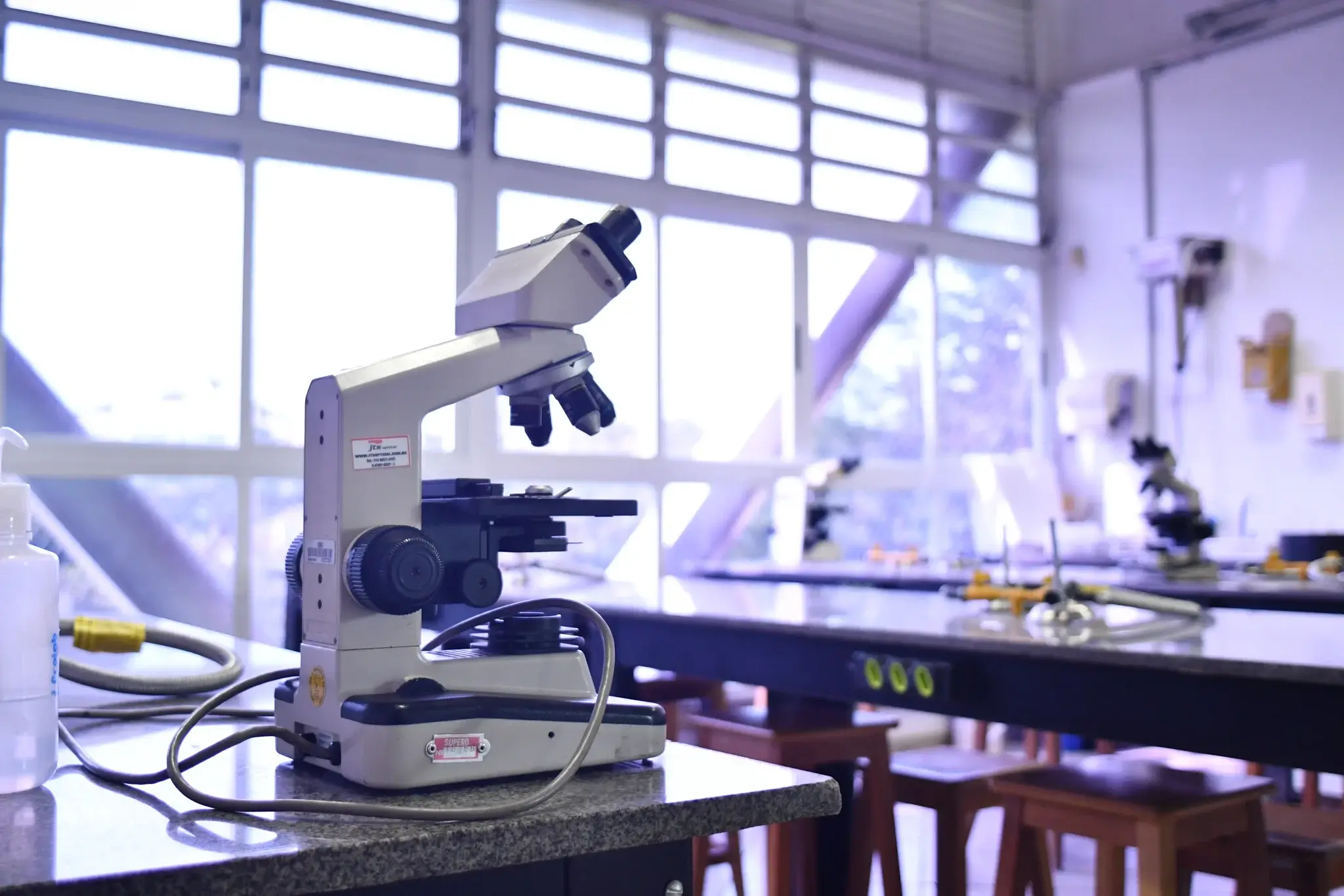 Bancada de laborat&oacute;rio para experimentos de biologia